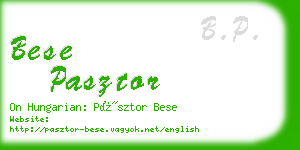 bese pasztor business card